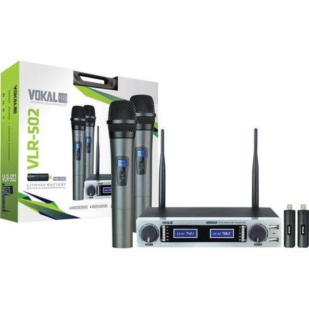 Microfone De Mão Duplo Vlr-502 Cromado Vokal [f002]