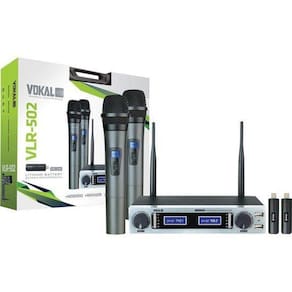 Microfone De Mão Duplo Vlr-502 Cromado Vokal [f002]
