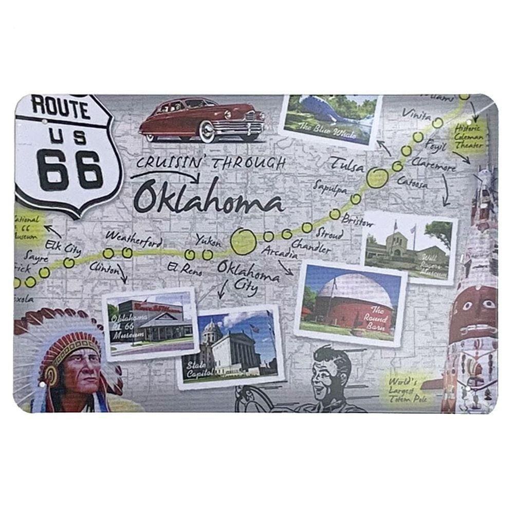 Placa De Metal Route 66 Oklahoma