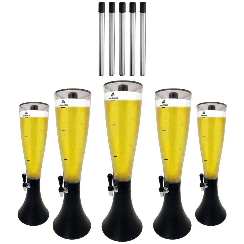 Kit com 5 Torres de Chopp Marcbeer 2,5 Litros e 5 Refis Extra - Marchesoni