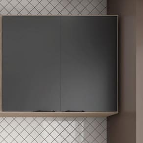 Armário Aéreo de Cozinha | 80cm - 2 Portas Firenze Avena Touch/Grafito