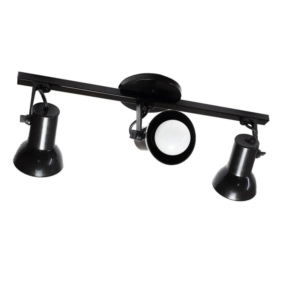 Spot Poli Trilho 3 Lâmpadas 19x13x50cm Preto