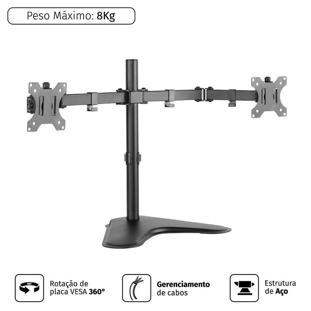 Suporte para 2 Monitores 13´´ a 32´´ Vesa 100X100 PLMSM02A