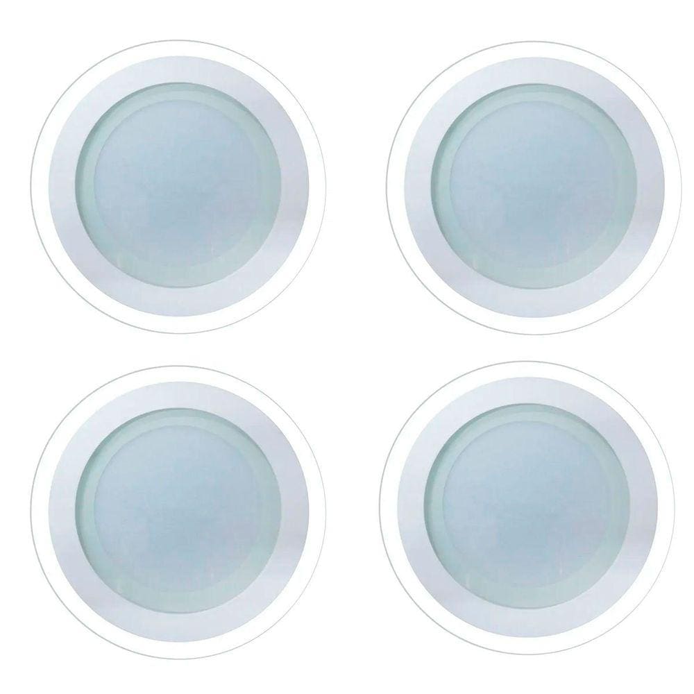 Kit 4 Luminárias Lâmpada LED 18W Plafon Embutir Borda Vidro