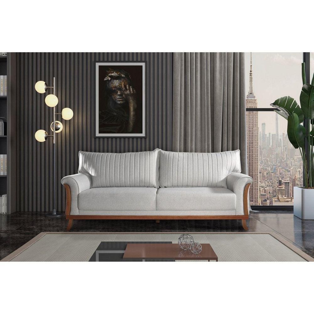 Sofá 4 Lugares 220x94x92cm Linho Louise Cinza