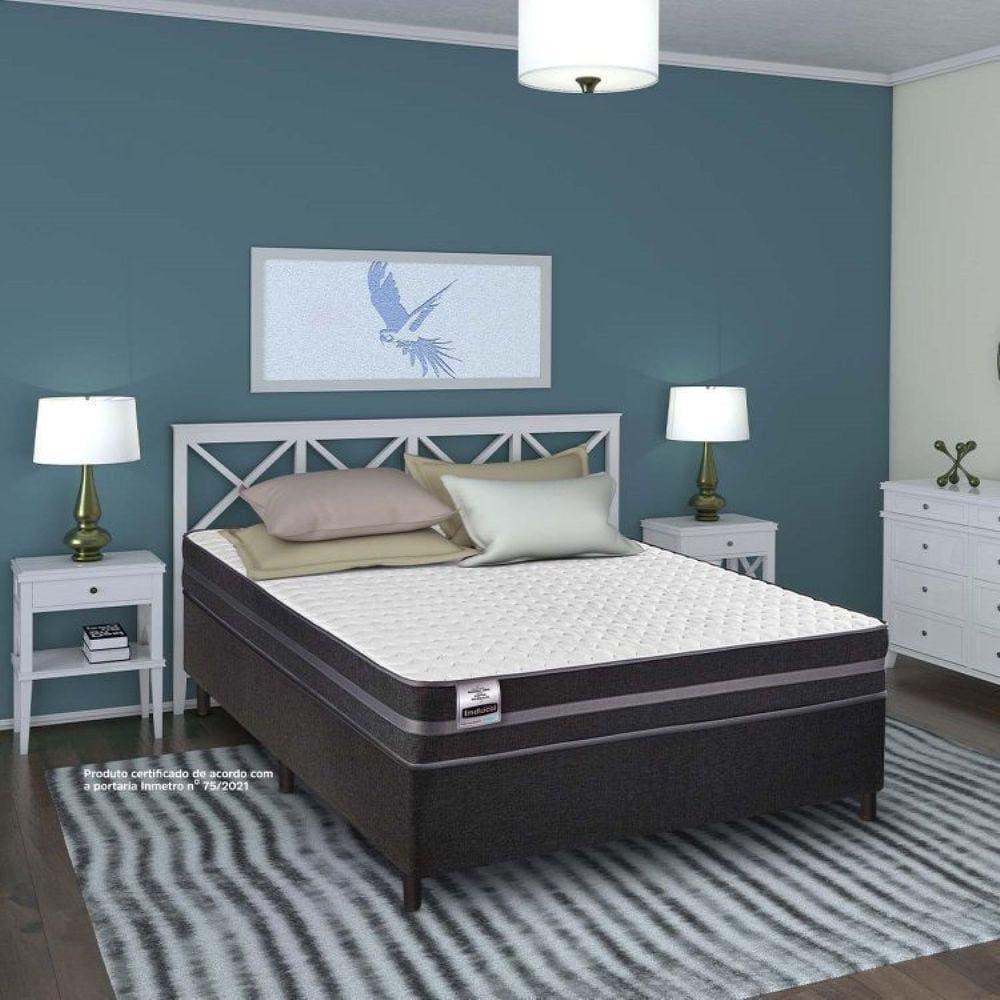 Cama Box Casal com Colchão 22x138x188cm Bogotá Cinza