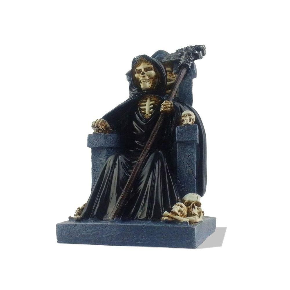 Estatueta Decorativo Colecionador Em Resina Caveira Manto Em