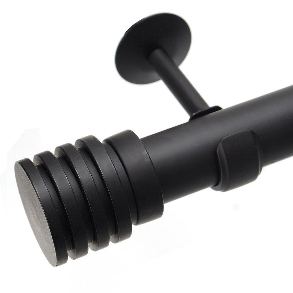 Kit Varão de Cortina 28mm 3m Ponteira Glacial Couselo Preto Fosco