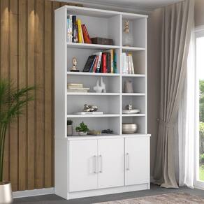 Estante para Livros 3 Portas Moderno Foscarini Branco