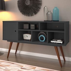 Rack Para TV até 43 Polegadas 1 Porta Retrô 75 Olivar Preto/Preto