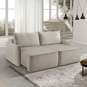 Sofá Retrátil 160cm com Porta USB 2 Lugares Moon 2321 Estofart Creme