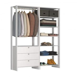 Closet Modulado 2 Peças com 1 Cabideiro 3 Gavetas e 7 Nichos Yes Nova Mobile Branco