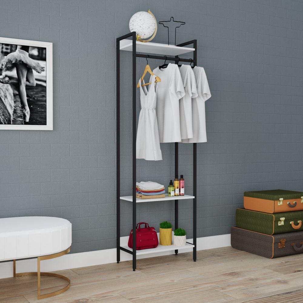 Estante Closet Arara 187x60cm 3 Prateleiras Active Yescasa Branco Chess