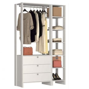 Closet Modulado 2 Peças com 1 Cabideiro 3 Gavetas e 7 Nichos Yes Nova Mobile Branco