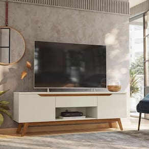 Rack para TV até 55 Polegadas 57x162cm Retro Tóquio Olivar Off White