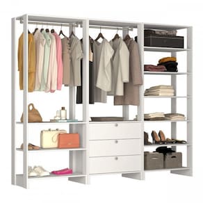 Closet Modulado 3 Peças com 2 Cabideiros 3 Gavetas e 10 Nichos Yes Nova Mobile Branco