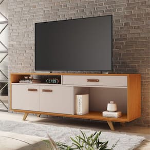 Rack para TV até 65 Polegadas 2 Portas 1 Gaveta Impar JCM Móveis Cinamomo/Off White