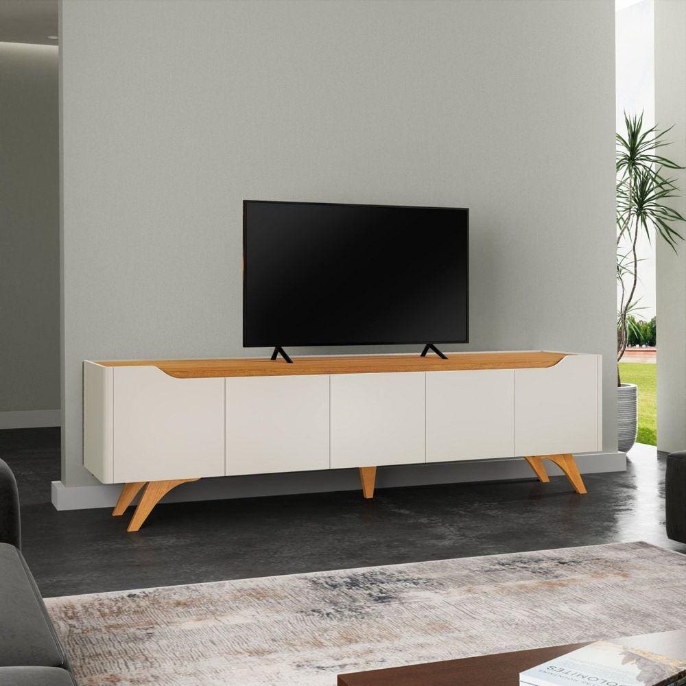 Rack para TV até 75 Polegadas 4 Portas 1 Gaveta Grecia Mavaular Off White/Marromlle