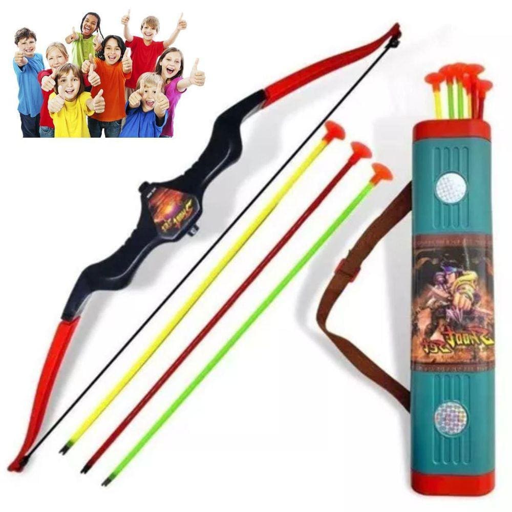 Arco E Flecha Arqueiro Lançador Bolsa Brinquedo Infantil