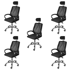 Kit 5 Cadeiras para Escritório Presidente Tela Mesh Viena 3324 Or Design Preto