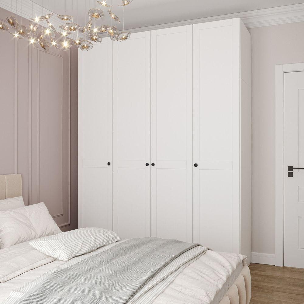 Guarda Roupas Modulado 4 Portas Internacionais Hera Cabecasa MadeiraMadeira Branco Geada