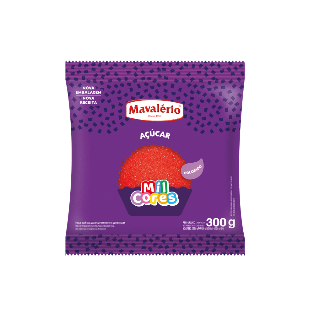 Açúcar Granulado Vermelho 300g - Mavalério