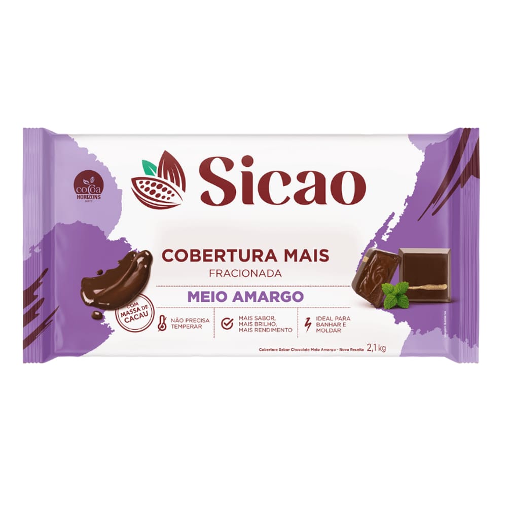 Cobertura Chocolate Meio Amargo 2,1kg - Sicao