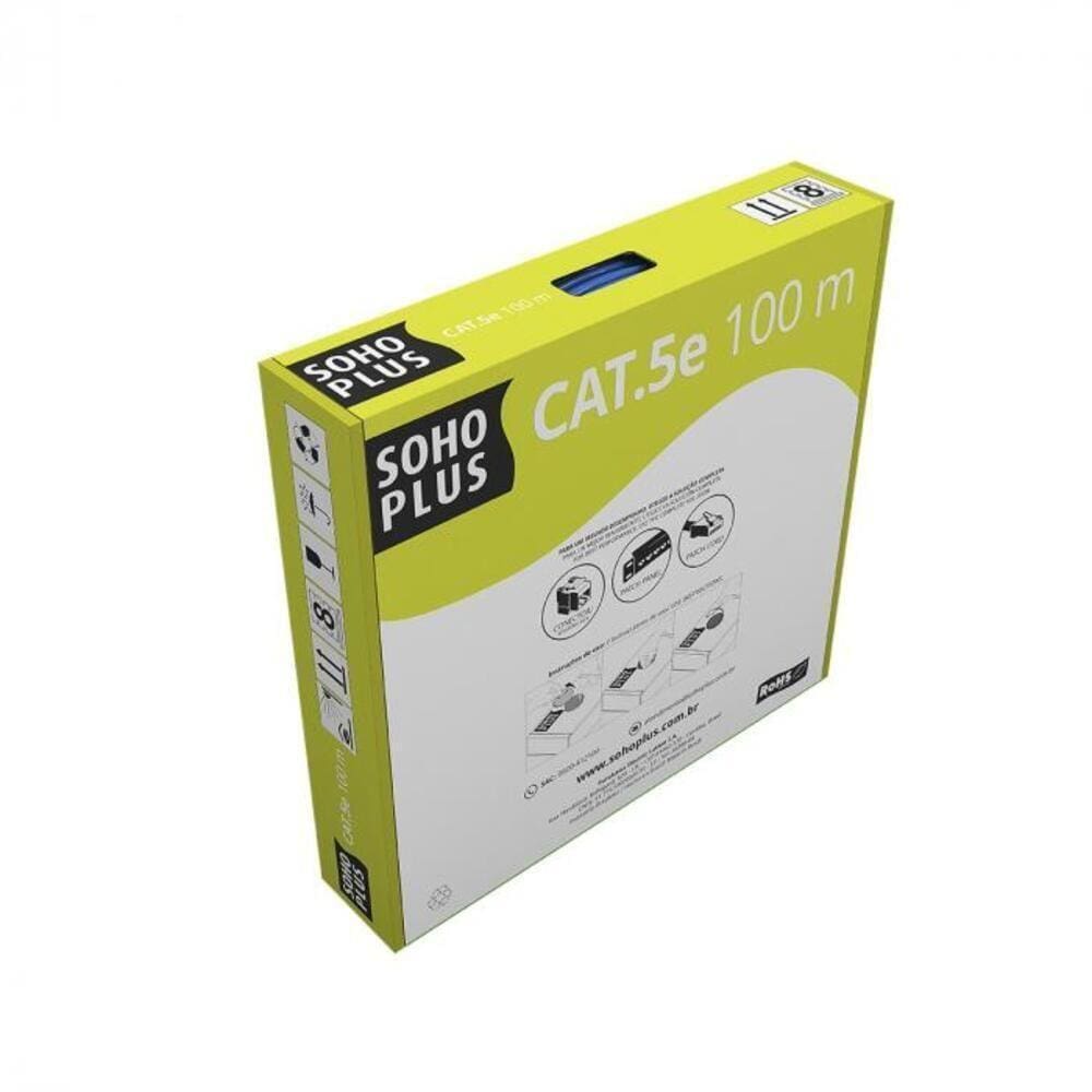 Cabo Lan U-utp Cat.5e 24 Awg 4 Pares Cmx Caixa C- 100 Metros Preto 100% Cobre 23200185