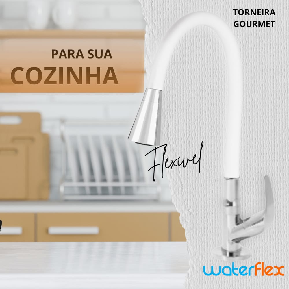 Torneira de Cozinha Duplo Jato Branca Flexível Gourmet ABS Luxo Bancada