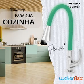 Torneira de Cozinha Duplo Jato Verde Flexível Gourmet ABS Luxo Bancada
