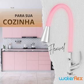 Torneira de Cozinha Duplo Jato cor de Rosa Claro Flexível Gourmet ABS Luxo Bancada