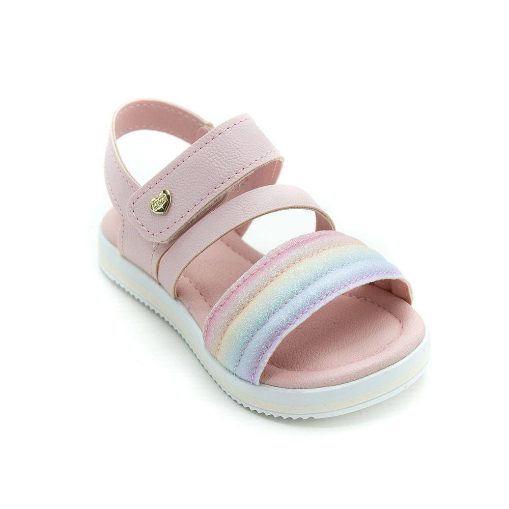 Sandália Infantil Menina Klin Lolinha Arco-íris - Rosa