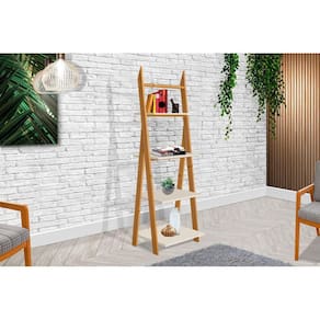Estante para Livros 4 Prateleiras Sintra Tebarrot Off White/Amêndoa