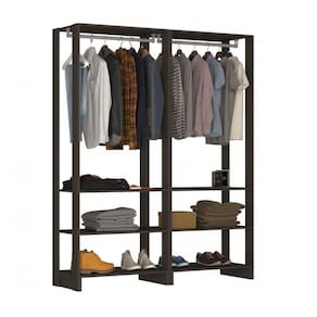 Guarda-Roupa Closet 2 Peças com 2 Cabideiros e 3 Nichos Yes Nova Mobile Grafite Intenso