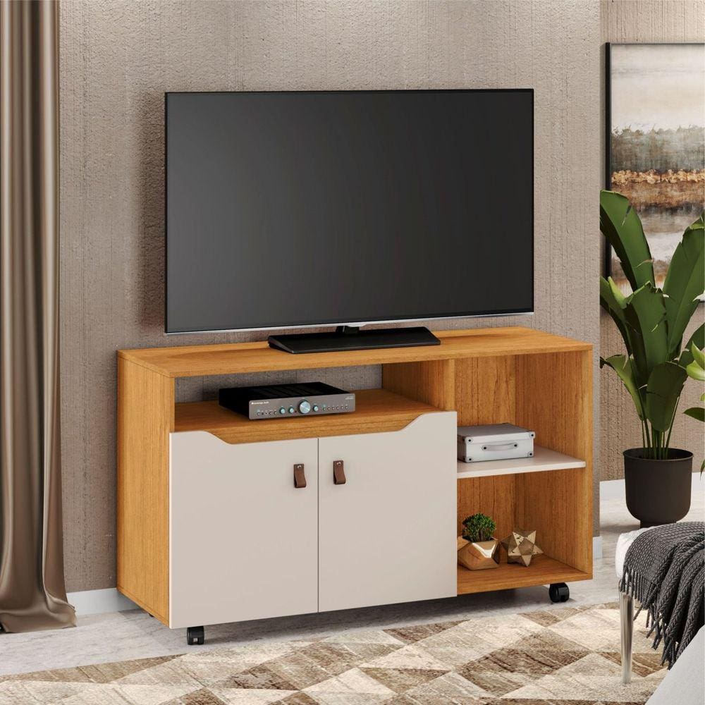 Rack para TV até 49 Polegadas 2 Portas Seleto JCM Móveis Cinamomo/Off White