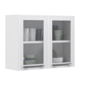Armário em Aço 70cm 2 Portas de Vidro Florença Itatiaia Branco