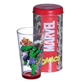 Marvel Comics Kit Copo De Vidro 500ml + Cofre Metal Oficial Marvel