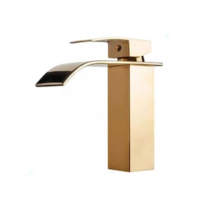 Torneira Banheiro Cascata Monocomando Baixa Gold Dourada
