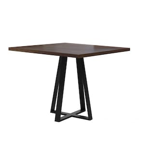 Mesa de Jantar 4 Lugares 90cm Tampo MDF Pés em Aço Genova Yescasa Preto Fosco/Mocaccino