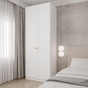 Guarda Roupa Modulado 2 Portas Internacionais com Cabideiro e 2 Gavetas Hera CabeCasa MadeiraMadeira Branco Geada