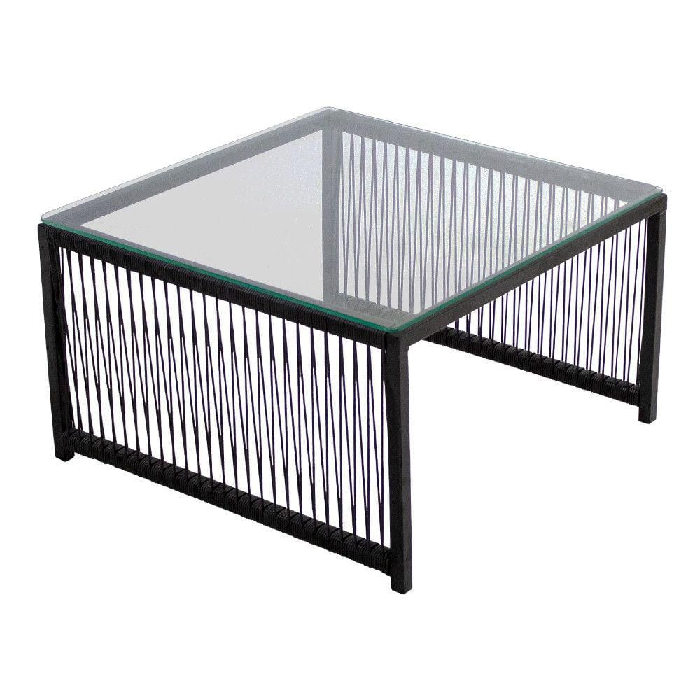 Mesa de Centro Quadrada com Tampo de Vidro de Fibra Sintética Santiago