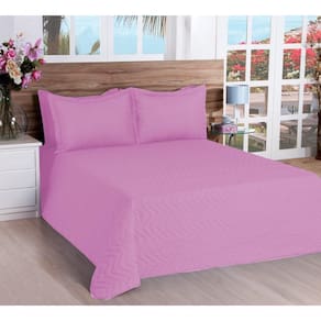 Cobre Leito Matelassado Classic Queen 03 Pçs Rosa [f101]