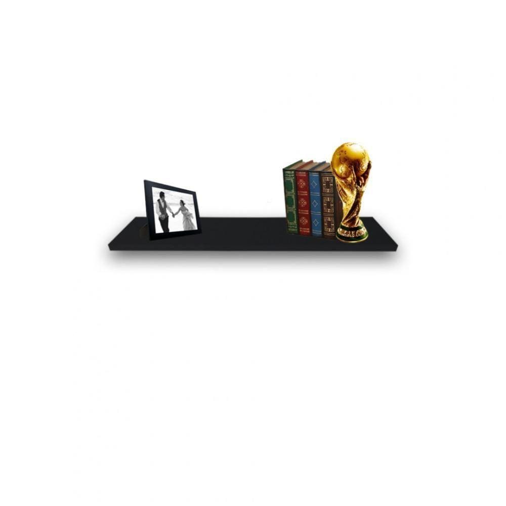 Prateleira Simples 50x20cm Com Borda Em Mdf Preto [f031]