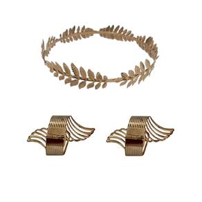 Fantasia Deusa Grega C/ 1 Tiara Arco e 2 Braceletes Mola