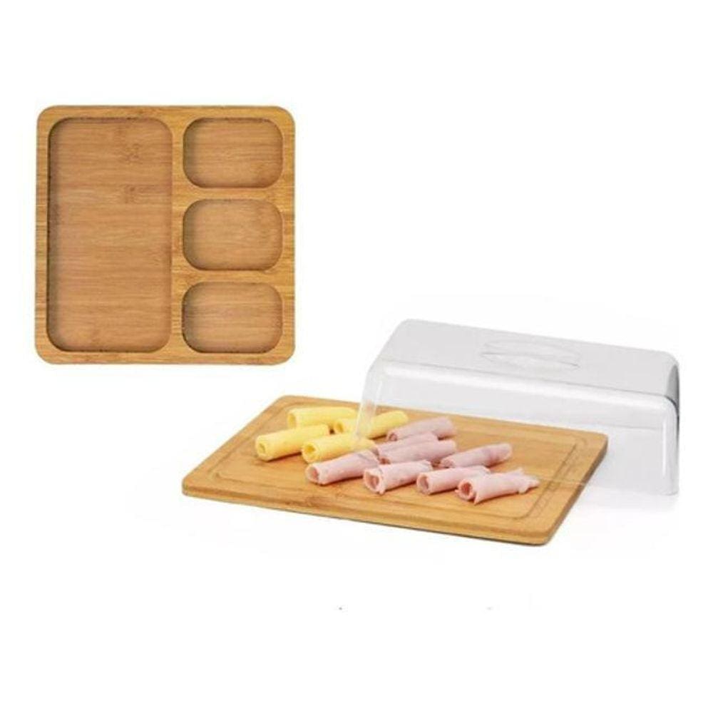 Kit Petisqueira Quadrado Com 4 Divisórias + Porta-Frios