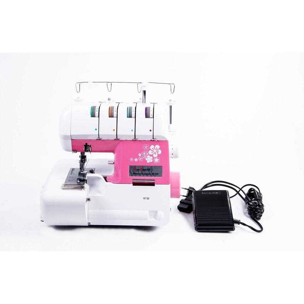 Máquina De Costura Doméstica Overloque Ss-320 Rosa- 220V