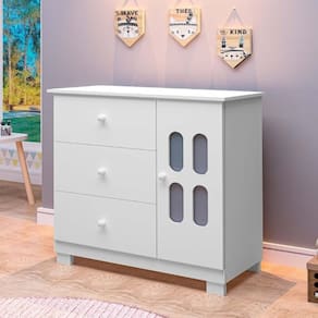 Cômoda Sapateira de Bebê 1 Porta 3 Gavetas Sophie Branco