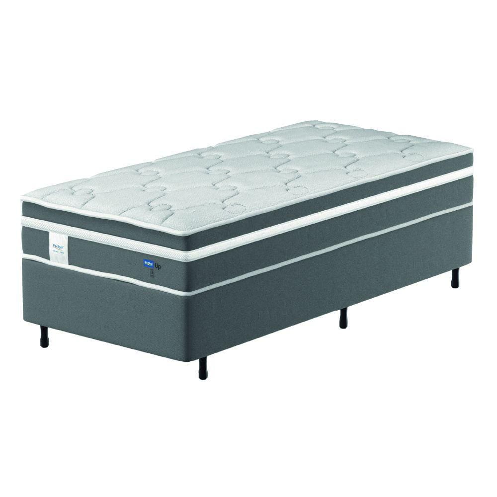 Cama Box Colchão Solteiro Molas Ensacadas Euro In Up 88x188x64cm Cinza / Branco Probel - Suporta até 110kg por Pessoa