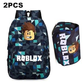 Mochila escolar para estudantes Roblox, estojo de lápis e bonecos de ação
