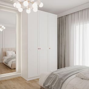 Guarda Roupas Modulado 3 Portas Internacionais Hera CabeCasa MadeiraMadeira Branco Geada